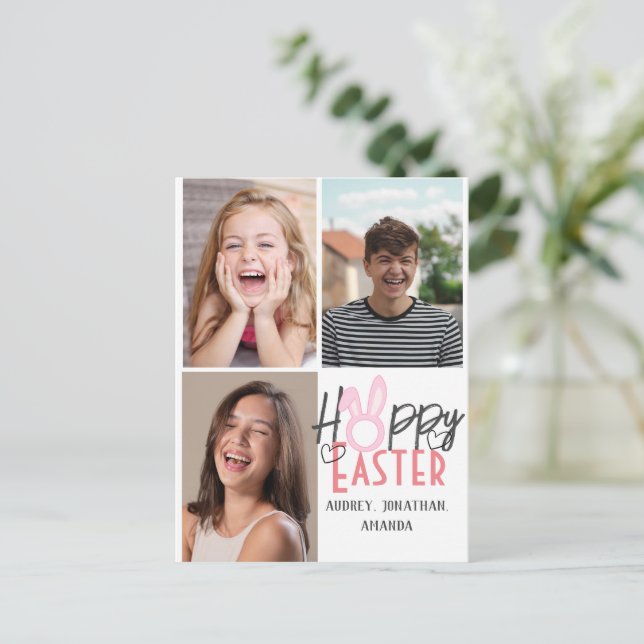 Cartão Postal De Festividades elegante Páscoa moderna, terceira colagem fotográf (Em pé/Frente)