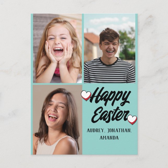 Cartão Postal De Festividades elegante Páscoa moderna, terceira colagem fotográf (Frente)