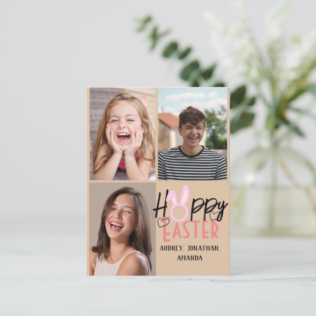 Cartão Postal De Festividades elegante Páscoa moderna, terceira colagem fotográf (Em pé/Frente)