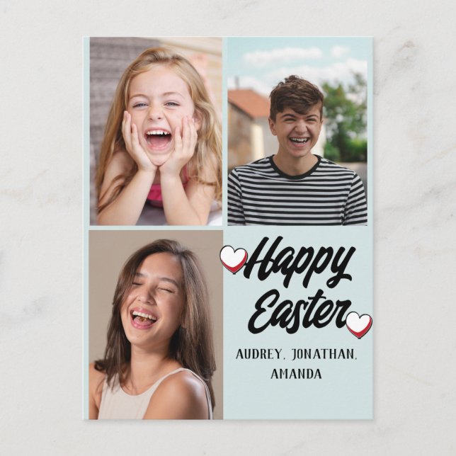 Cartão Postal De Festividades elegante Páscoa moderna, terceira colagem fotográf (Frente)