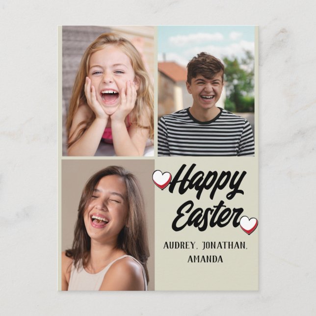 Cartão Postal De Festividades elegante Páscoa moderna, terceira colagem fotográf (Frente)