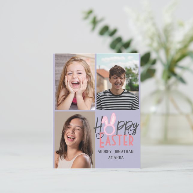 Cartão Postal De Festividades elegante Páscoa moderna, terceira colagem fotográf (Em pé/Frente)