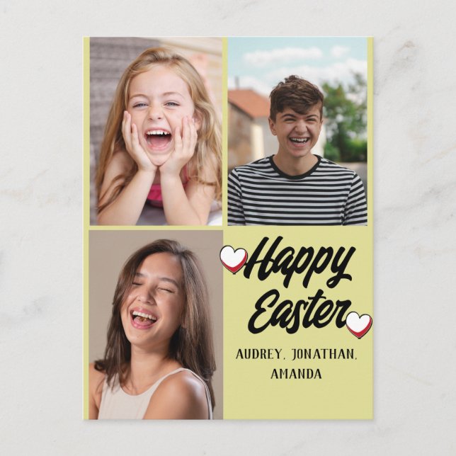 Cartão Postal De Festividades elegante Páscoa moderna, terceira colagem fotográf (Frente)