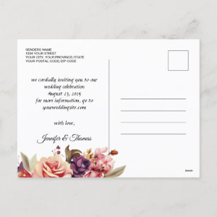 Cartão Postal De Festividades Elegante Renaissance Floral Salve A Data Postal