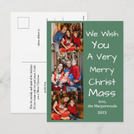 Cartão Postal De Festividades Elegante roteiro de férias de Natal Família 3 Foto