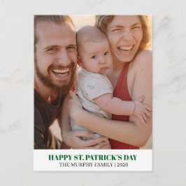 Cartão Postal De Festividades Elegante Simples Trevo Foto Dia de São Patrício 