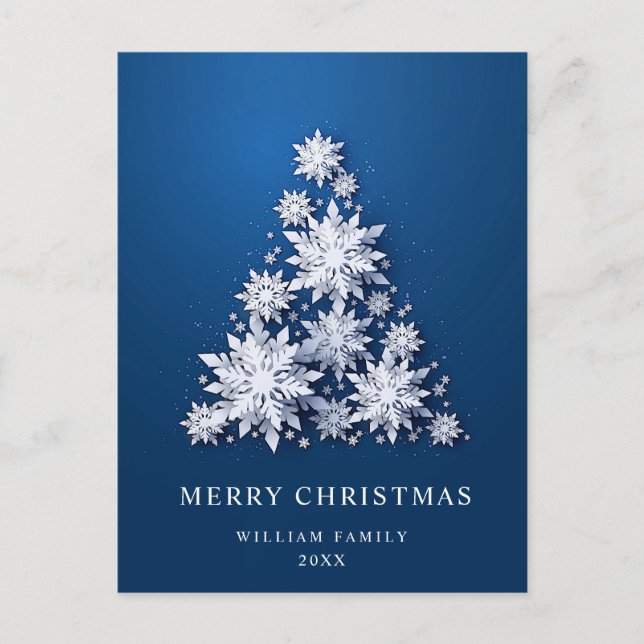 Cartão Postal De Festividades Elegante Snowflakes Saudação de Árvore de Natal (Frente)