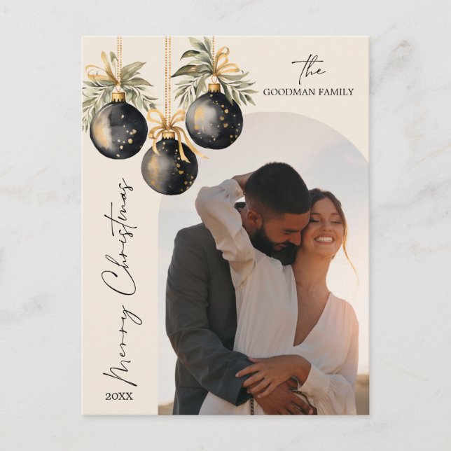 Cartão Postal De Festividades Elegantes Ornamentos de Ouro Preto em Arco Foto Fe (Frente)