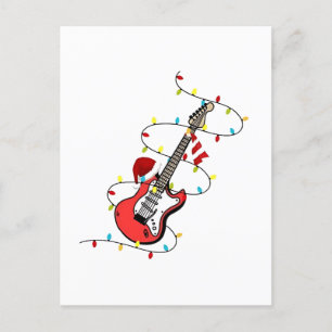 Cartão Postal De Festividades Elétrica Guitar Santa Claus Música Natal