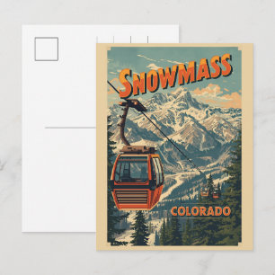 Cartão Postal De Festividades Elevador de gôndola vintage SNOWMASS aspen Colorad