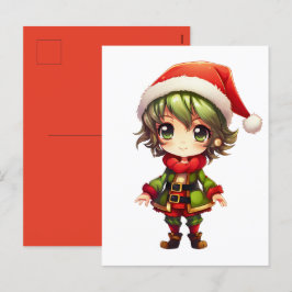 Cartão Postal De Festividades Elf de Animação Bonita