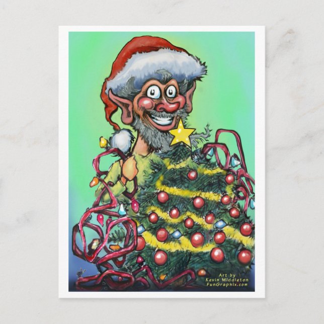 Cartão Postal De Festividades Elf de Natal (Frente)