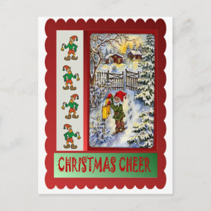 Cartão Postal De Festividades Elf na caixa de correio