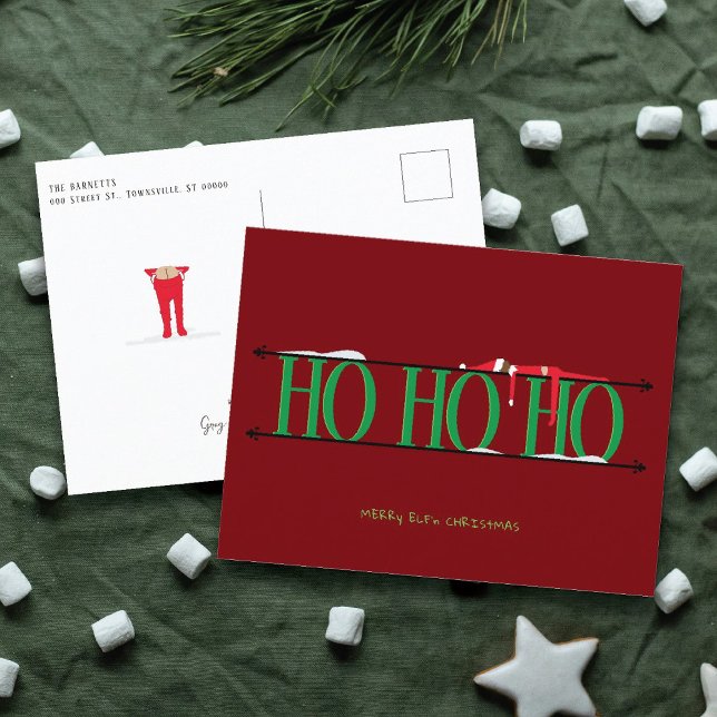 Cartão Postal De Festividades Elf Shenanigans Trouxe Sinal de Ferro Natal (Criador carregado)