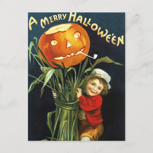 Cartão Postal De Festividades Ellen H. Clapsaddle: A Merry Halloween (Frente)