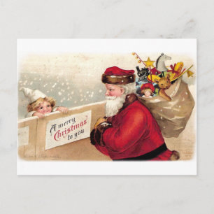 Cartão Postal De Festividades Ellen H. Clapsaddle - Papais noeis com Criança