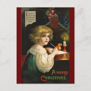 Cartão Postal De Festividades Ellen H. Clapsaddle - Rapariga de Natal Escrevendo
