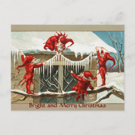 CARTÃO POSTAL DE FESTIVIDADES ELVES VERMELHOS ENGRAÇADOS E DECOR DE NATAL COM IC