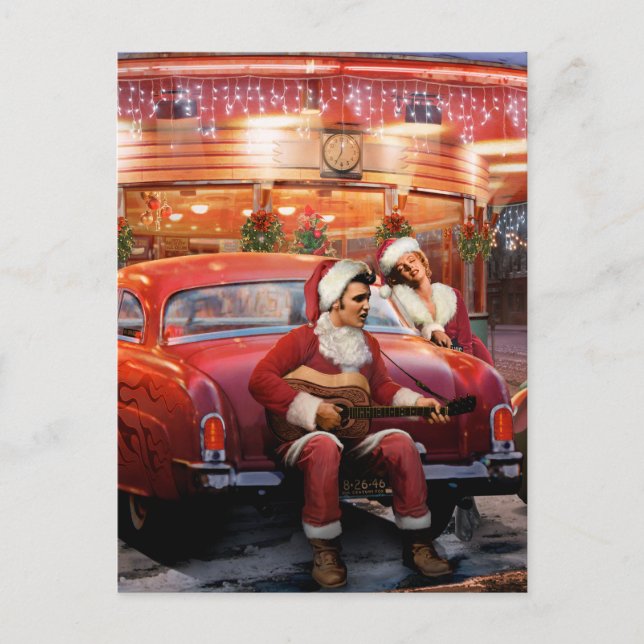 Cartão Postal De Festividades Elvis e Marilyn Christmas (Frente)