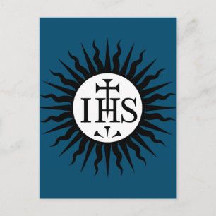 Cartão Postal De Festividades Emblema do Monograma da Sociedade de Jesus