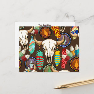 Cartão Postal De Festividades Emblema Nativo Americano de Crânio de Búfalo