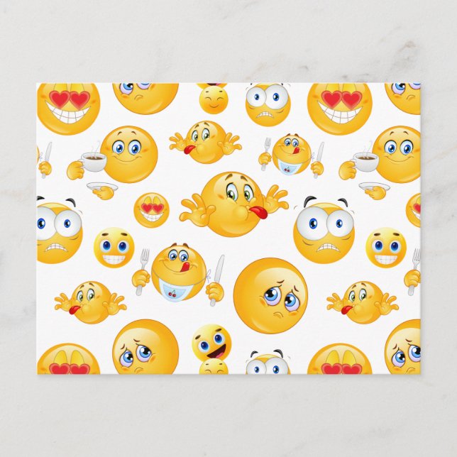 Cartão Postal De Festividades Emoji Pattern (Frente)
