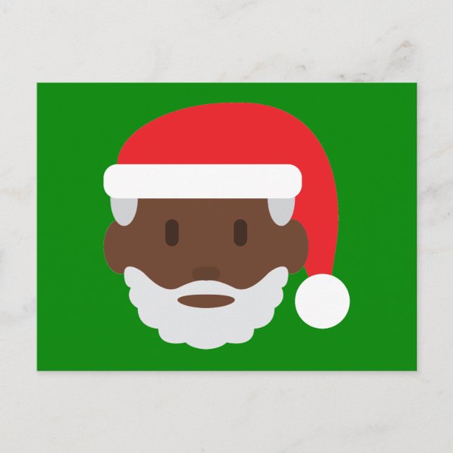 Cartão Postal De Festividades emoji preto de Papai Noel (Frente)