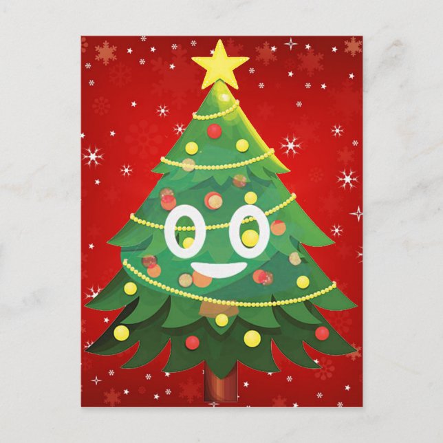 Cartão Postal De Festividades Emoji Xmas Tree Design (Frente)