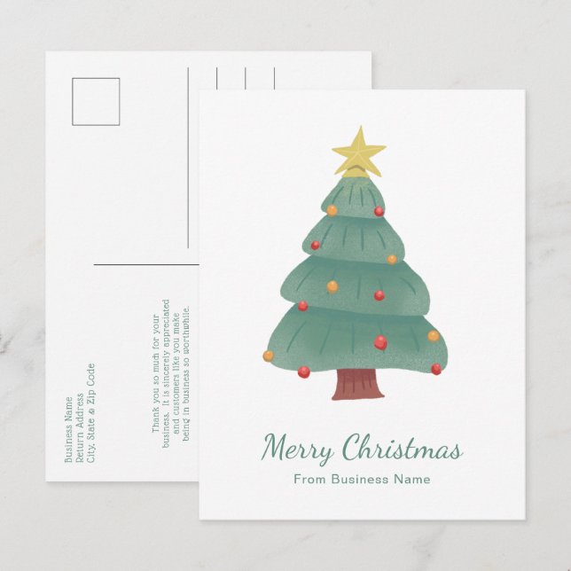 Cartão Postal De Festividades Empresa de Árvore de Natal Verde (Frente/Verso)