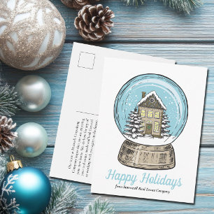 Cartão Postal De Festividades Empresa de Imóveis Bola de Neve de Natal Fofa