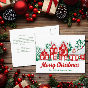 Cartão Postal De Festividades Empresa de Imóveis Personalizada Casas Feliz Natal