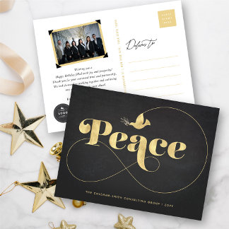 Cartão Postal De Festividades Empresa De Tipografia De Na moda ouro E Paz De
