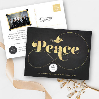 Cartão Postal De Festividades Empresa De Tipografia De Na moda ouro E Paz De