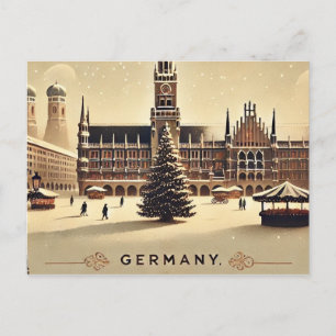 Cartão Postal De Festividades Encantador Design de Natal Alemão – Nostálgico