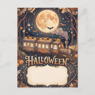 Cartão Postal De Festividades Enchanted Halloween Train & Moonlit Forest