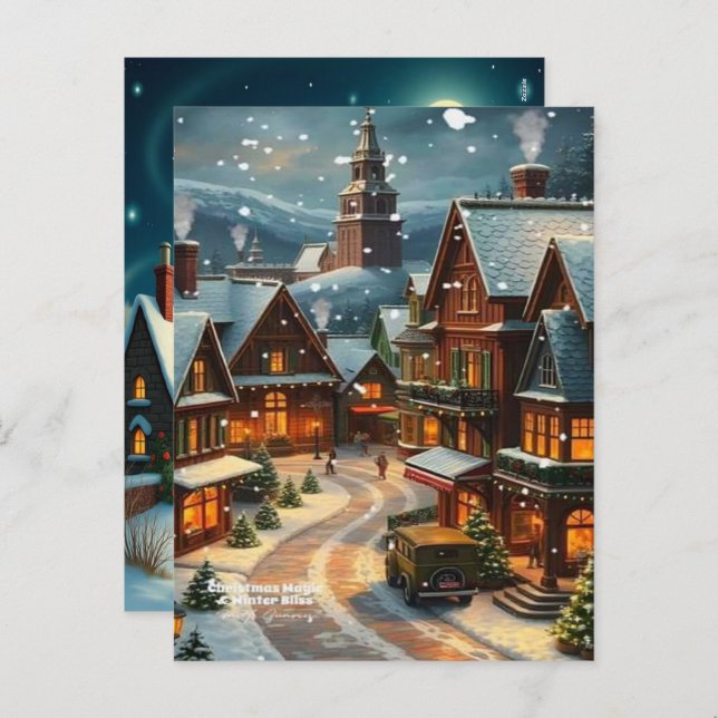 Cartão Postal De Festividades Enchanting Christmas Winter Village Wallpaper 2025 (Frente/Verso)