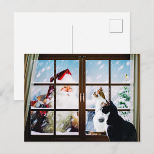 Cartão Postal De Festividades Encontro com o Papai Noel
