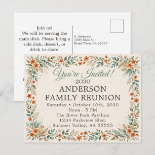 Cartão Postal De Festividades Encontro da Família de Flores Silvestres de Outono