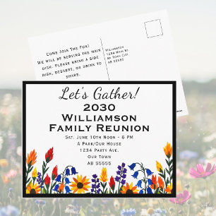 Cartão Postal De Festividades Encontro de Família com Flores Personalizadas Vamo