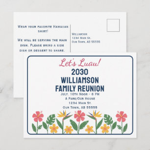 Cartão Postal De Festividades Encontro de Família Luau Floral Tropical
