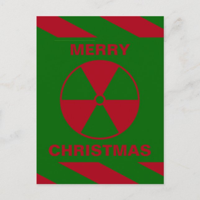 Cartão Postal De Festividades Energia Nuclear Radioativa - Natal Verde e Vermelh (Frente)