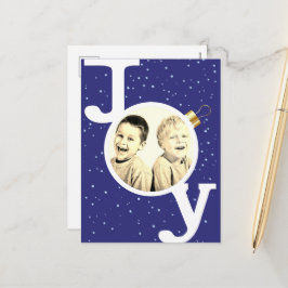 Cartão Postal De Festividades Enfeite de Natal com foto personalizada céu azul e