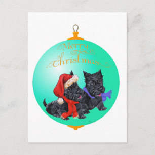 Cartão Postal De Festividades Enfeite de Natal de Terrier Escocês