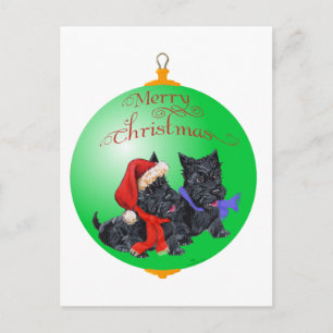 Cartão Postal De Festividades Enfeite de Natal de Terrier Escocês