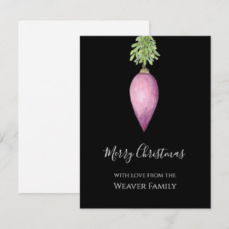 Cartão Postal De Festividades Enfeite de Natal Rosa em Aquarela Pintado à Mão