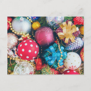 Cartão Postal De Festividades Enfeites Coloridos de Natal, Decorações