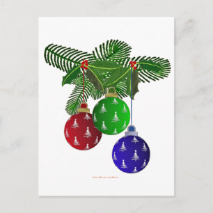 Cartão Postal De Festividades Enfeites Coloridos de Natal para Árvore