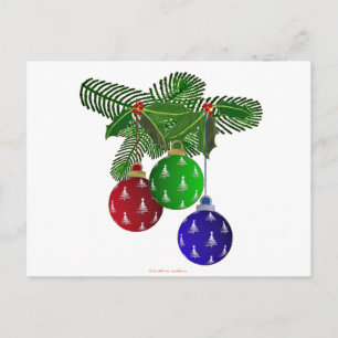 Cartão Postal De Festividades Enfeites Coloridos de Natal para Árvore