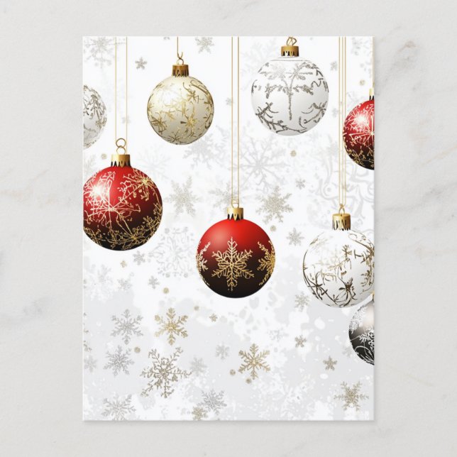 Cartão Postal De Festividades Enfeites de Festa VERMELHO / OURO #1 (Frente)