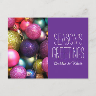 Cartão Postal De Festividades Enfeites de natal coloridos
